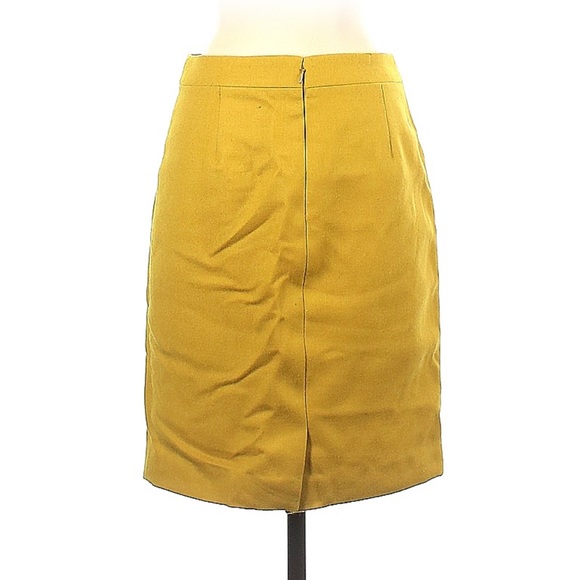 J Crew Lime Green/Yellow Wool No 2 Pencil Skirt 0 - Picture 8 of 10